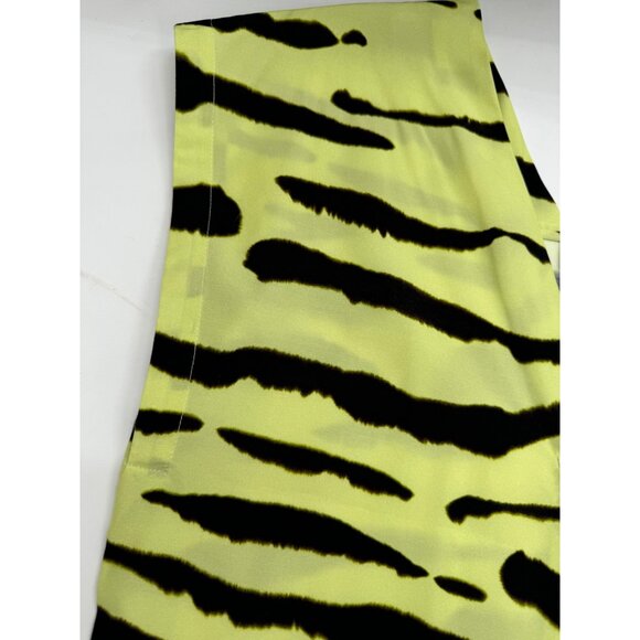 Christian Wijnants Womens V-Neck Lime with Wild Stripes Zebra Print Dress Size 4 - Picture 9 of 11